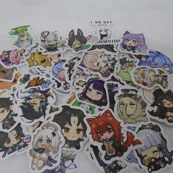 NEW Genshin Impact Exquisite Box New Acrylic Stand Badge Key Chain 60 Stickers - Picture 10 of 11